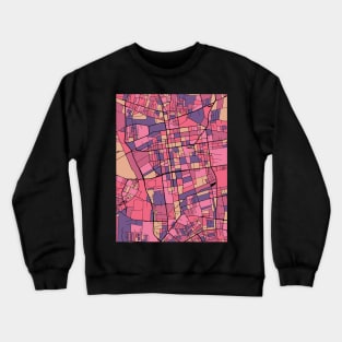 Lódz Map Pattern in Purple & Pink Crewneck Sweatshirt